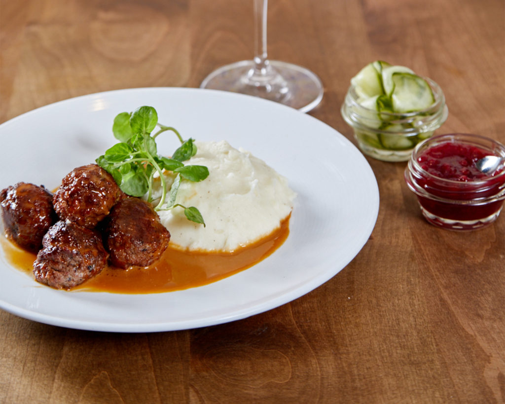 Meatballs and mashed potatoes at Stockhome restaurant. Photo courtesy of www.newrevmedia.com