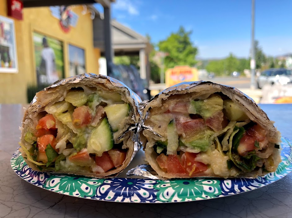 El Coyote, 1001 Broadway, Sonoma: While this bright and cheery taco truck offers a classic bean, cheese and rice vegetarian burrito, we opted for the fresher and more interesting sounding Summer Burrito, which comes with lettuce, tomato, avocado, cheese, zucchini and — wait for it — ranch dressing. Its smallish size makes it the perfect refreshing lunch burrito, for those trying to avoid a carb coma, and the ranch dressing gives it a nice, bright zing. 