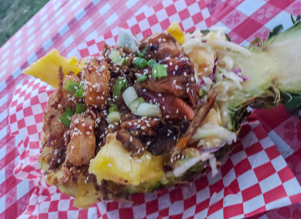 Chicken teriyaki pineapple bowl at the 2018 Sonoma County Fair Food. Heather Irwin/PD