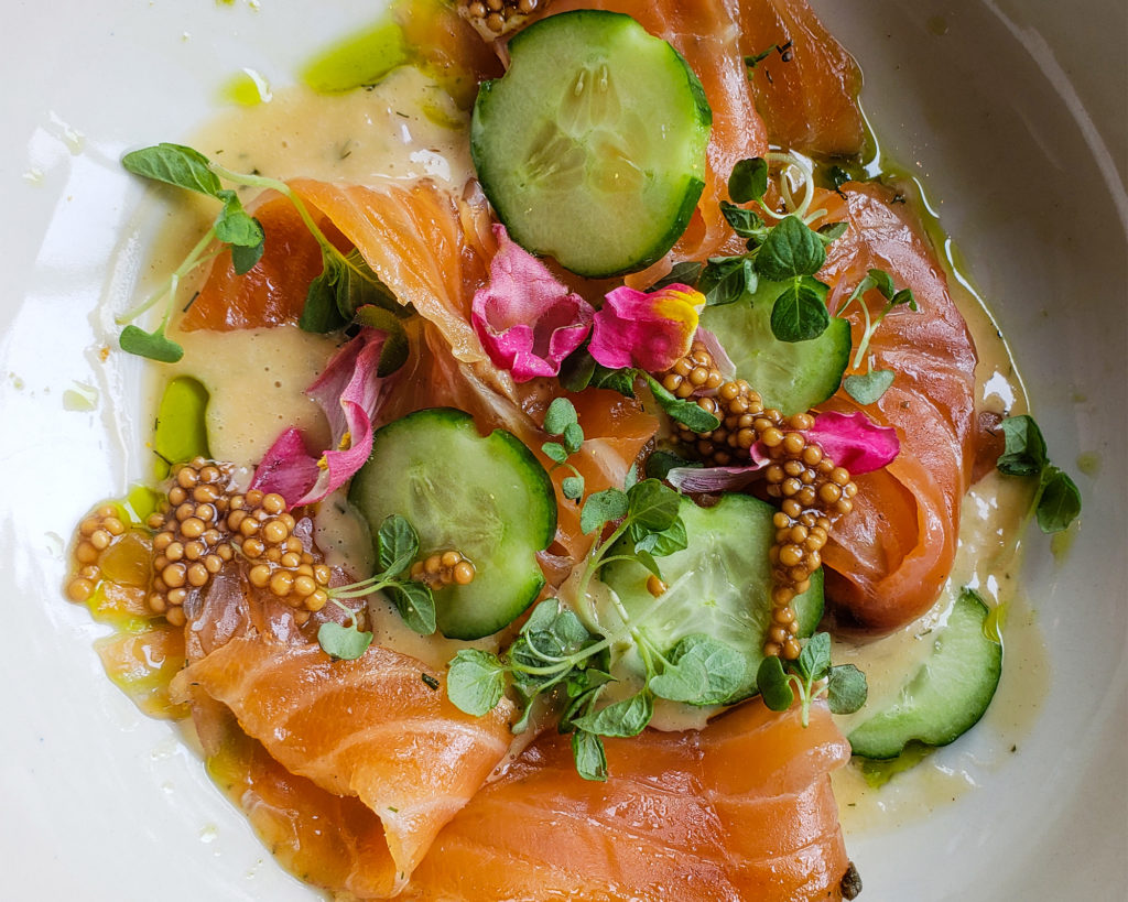 Gravlax with mustard sauce at Stockhome Restaurant in Petaluma. heather irwin/PD