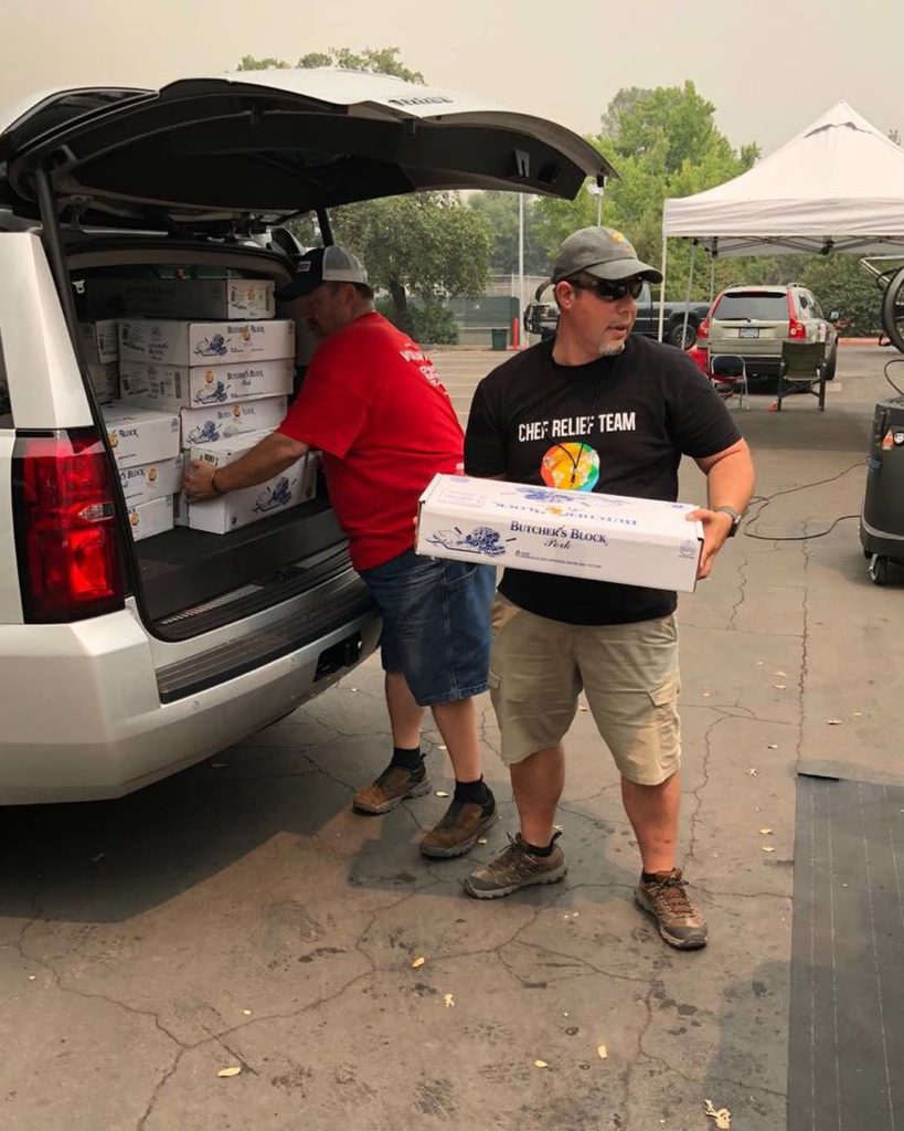 World Central Kitchen volunteers unloading