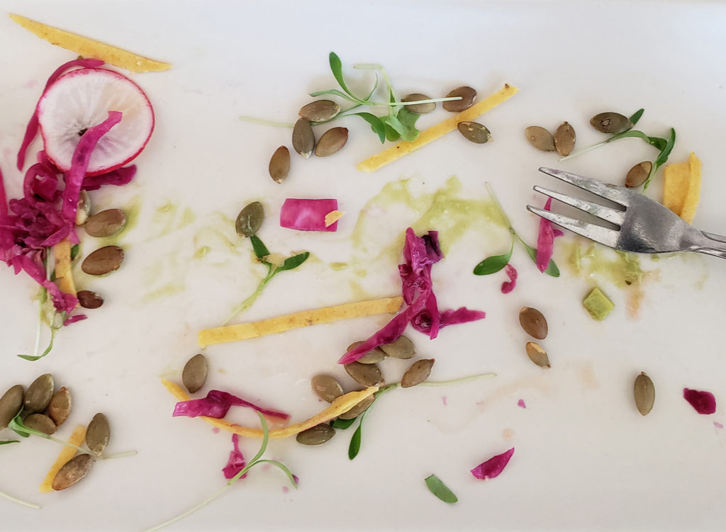 Ceviche tostadas with pickled cabbage, pumpkin seeds, radish and Bolinas rock cod at William Tell House in Tomales, Claifornia. Heather Irwin/PD