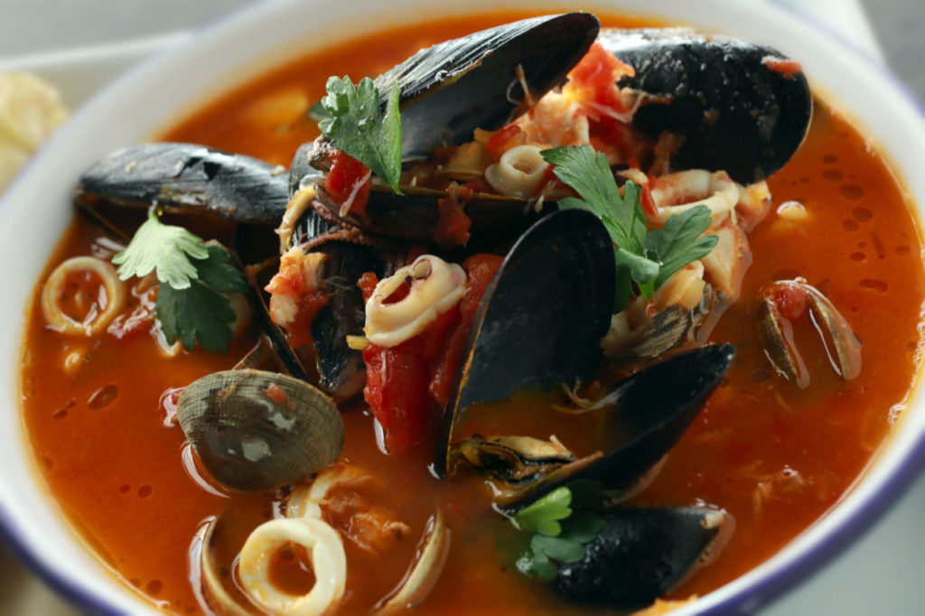 "The Pier 45" fishermans stew with tomato, fennel, rock cod, cove mussels, clams, calamari & crab served with house tortillas from Handline in Sebastopol. (John Burgess/The Press Democrat)