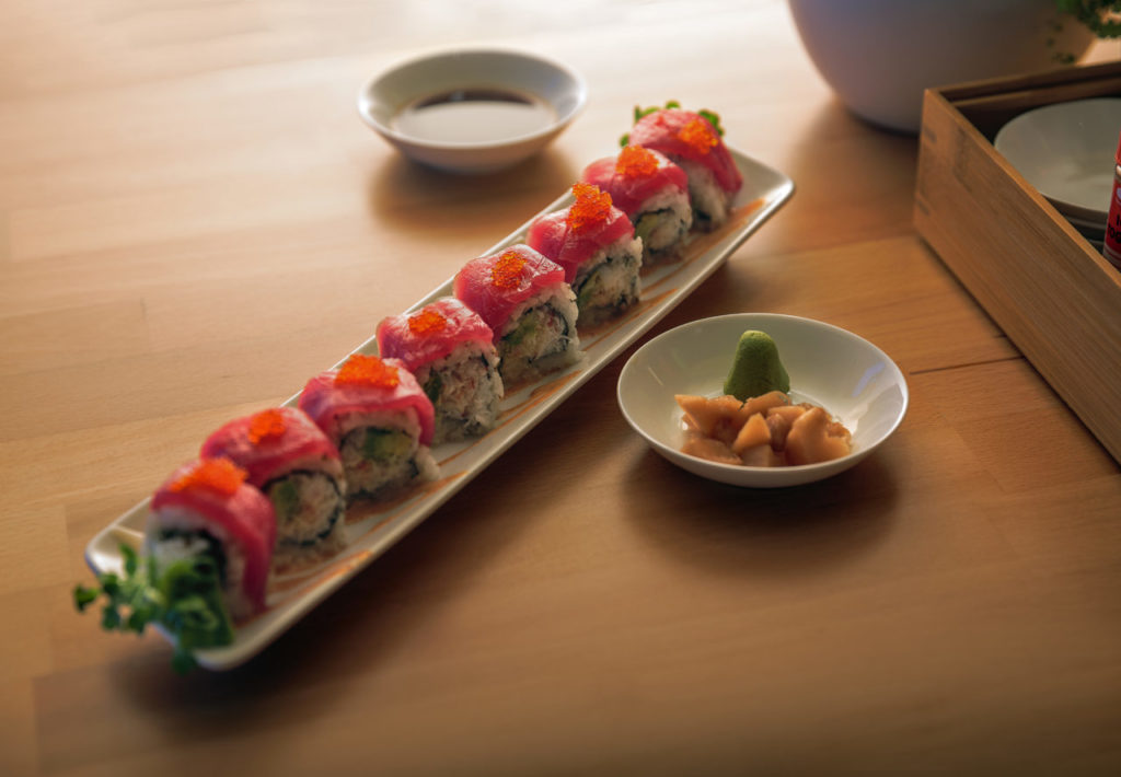 Fancy Fast Food Raku Ramen & Rolls Raku Roll sushi