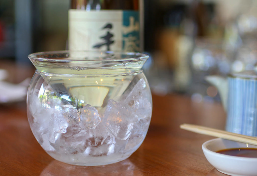 Tedorigawa sake at Sake 107 sushi and sake bar in Petaluma. (Heather Irwin / Sonoma Magazine)