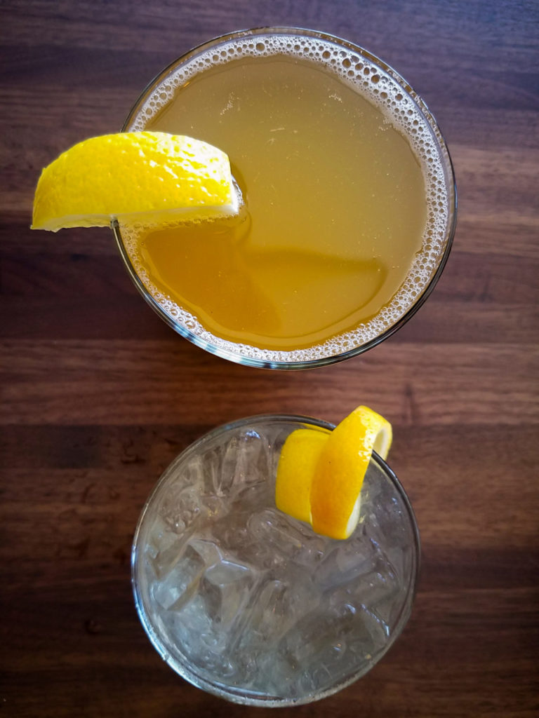 (Top) Lager shandy with sparkling lemon shrub, (bottom) white port, tonic and lime at Gerard’s Paella y Tapas in Santa Rosa. Heather Irwin/PD.