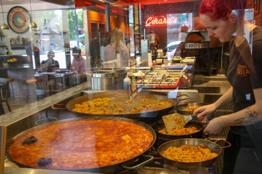 Paella making at Gerard’s Paella Y Tapas in Santa Rosa. Heather Irwin/PD