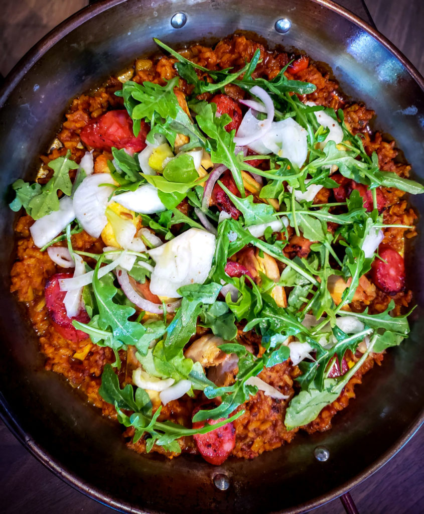 Senorita Rosa, a chicken and sausage paella at Gerard’s Paella y Tapas in Santa Rosa. Heather Irwin/PD