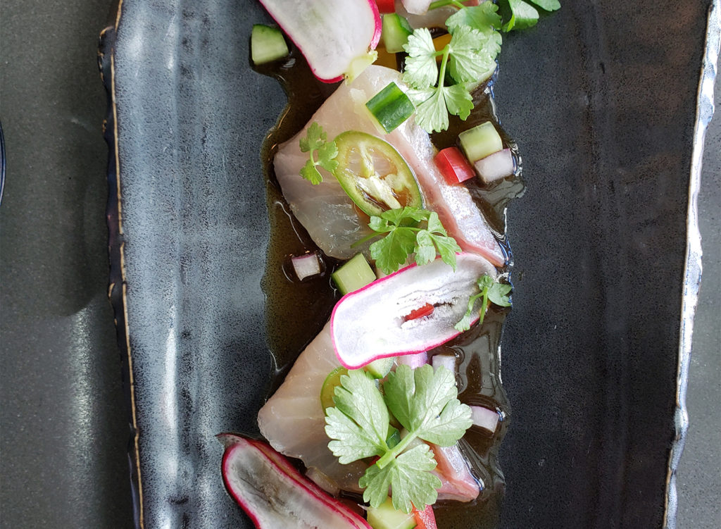 Kanpachi with radish and chile at Sushi Kosho in Sebastopol. Heather Irwin/PD