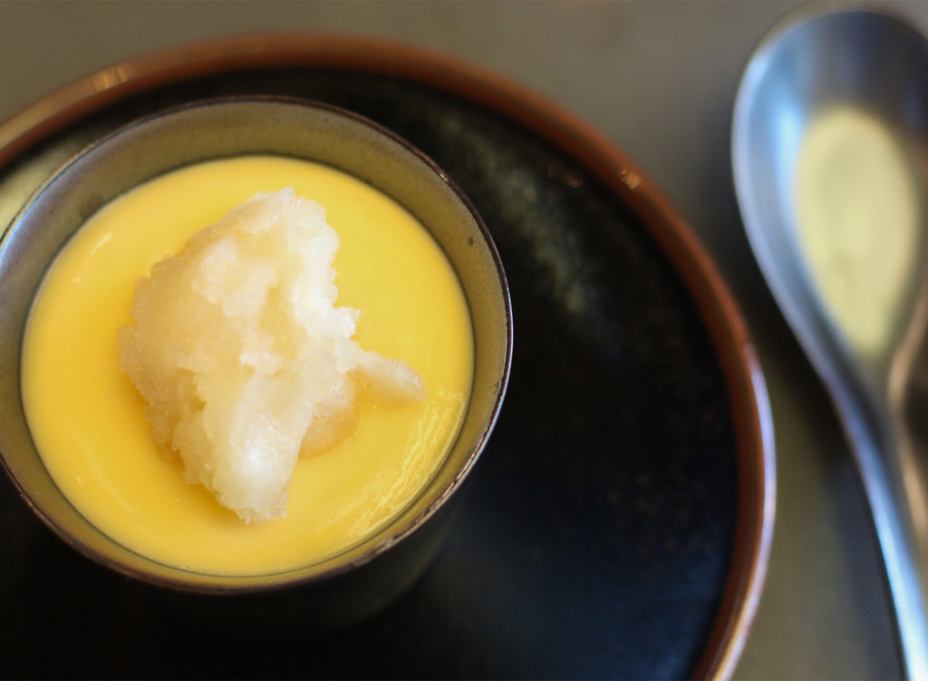 Yuzu granita, lemon curd panna cotta at Sushi Kosho in Sebastopol. Heather Irwin/PD