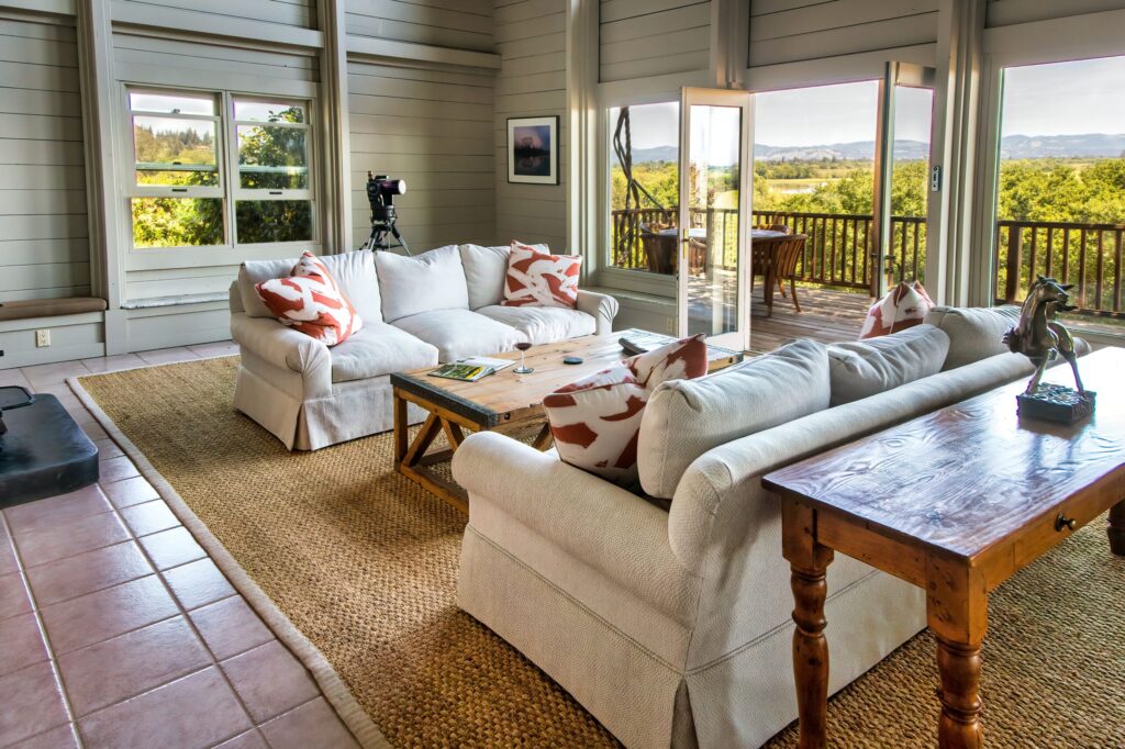 The living room in the Bliss House at Lynmar Estate in Sebastopol. (Lynmar Estate)