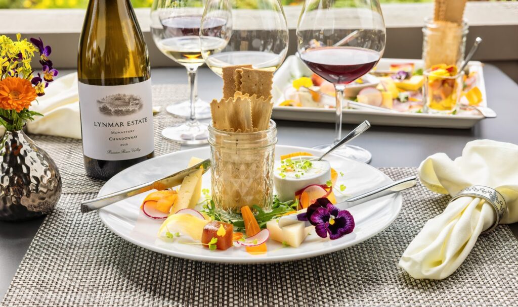 A food and wine pairing at Lynmar Estate in Sebastopol. (Karen Schmautz / Lynmar Estate)