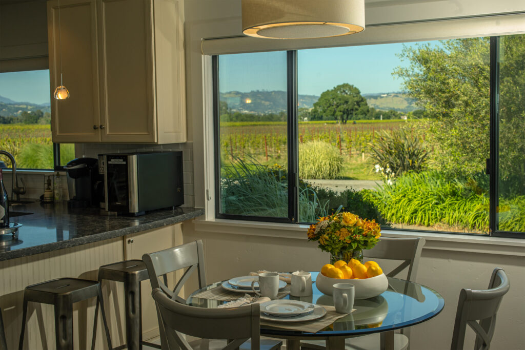 The breakfast nook at the Pinot Cottage at Benovia Winery in Santa Rosa. (Chad Surmick)