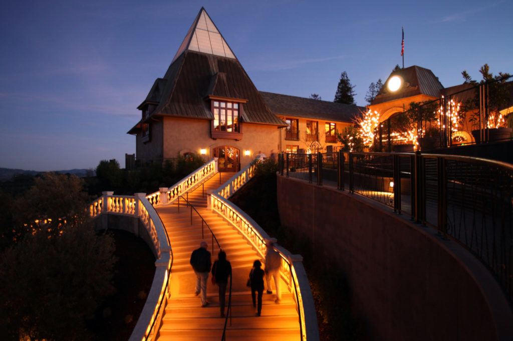 4/13/2011: A7: PC: Night falls on the Francis Ford Coppola Winery, near Geyserville, on Thursday, February 3, 2011.