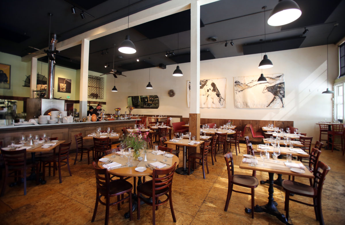 The dining room at Central Market in Petaluma. (Crista Jeremiason/The Press Democrat)