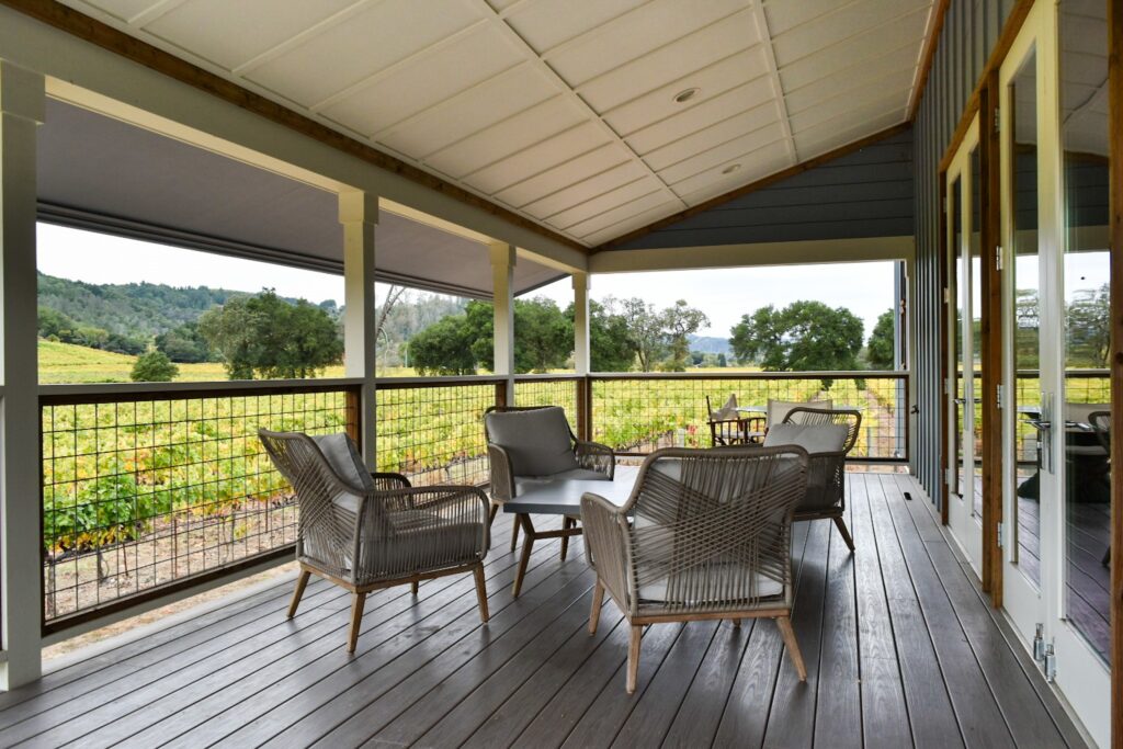 The front porch at the Cellar House guest lodging at Kenneth Carl Estate in Healdsburg. (Kenneth Carl Estate)