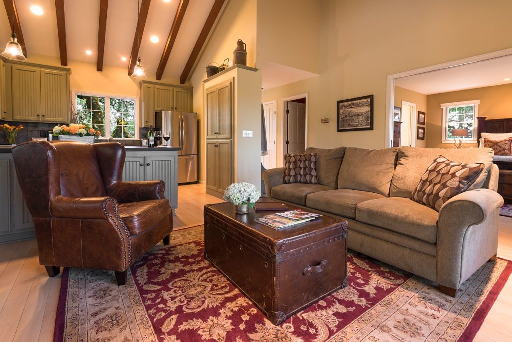 Living space in Jordan Winery Cottage Healdsburg