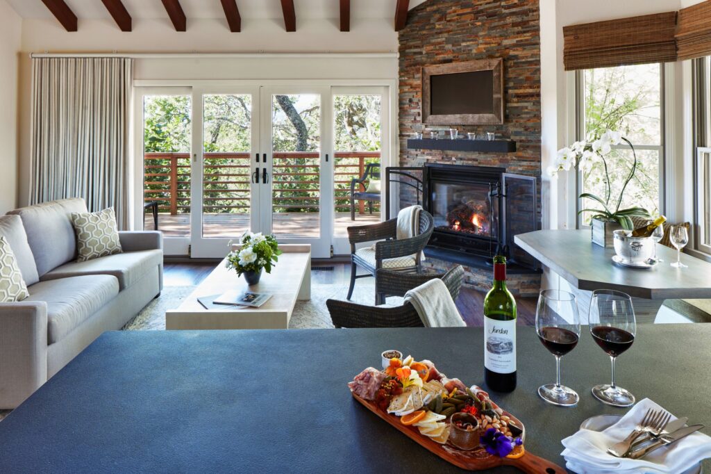 There are three French-inspired suites located in the Jordan Chateau; all feature a king bed, sitting area, fireplace and wet bar with mini refrigerator. (Kim Carroll)
