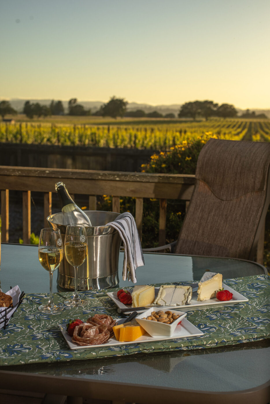 The deck overlooking vineyards at the Pinot Cottage at Benovia Winery in Santa Rosa. (Chad Surmick)