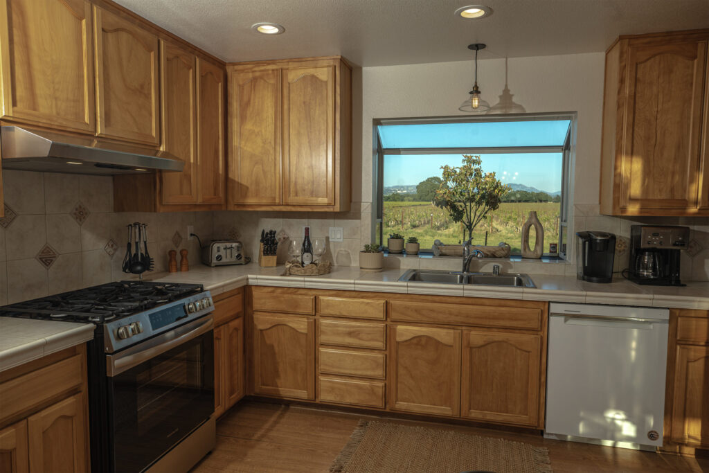The kitchen at the Chardonnay Cottage at Benovia Winery in Santa Rosa. (Chad Surmick)