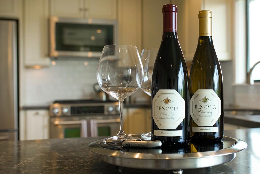Wine for guests at Benovia Winery's cottages in Santa Rosa. (Benovia Winery)