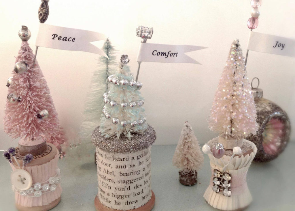 spool art bottle bush tree vintage