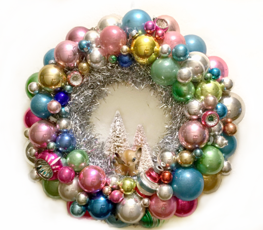 vintage ornaments wreath