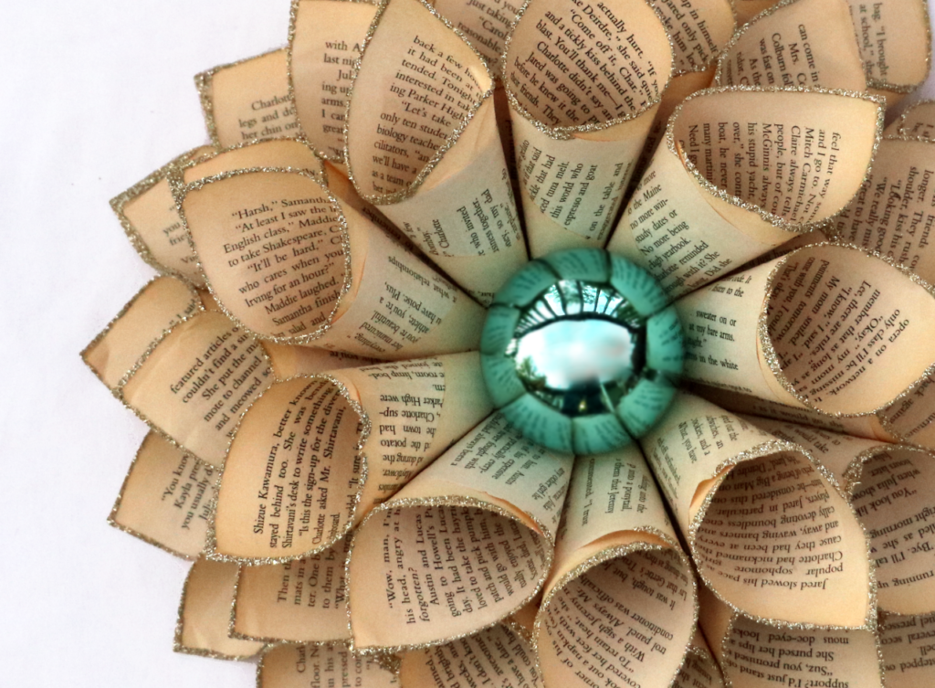upcycled book craft wreath holiday
