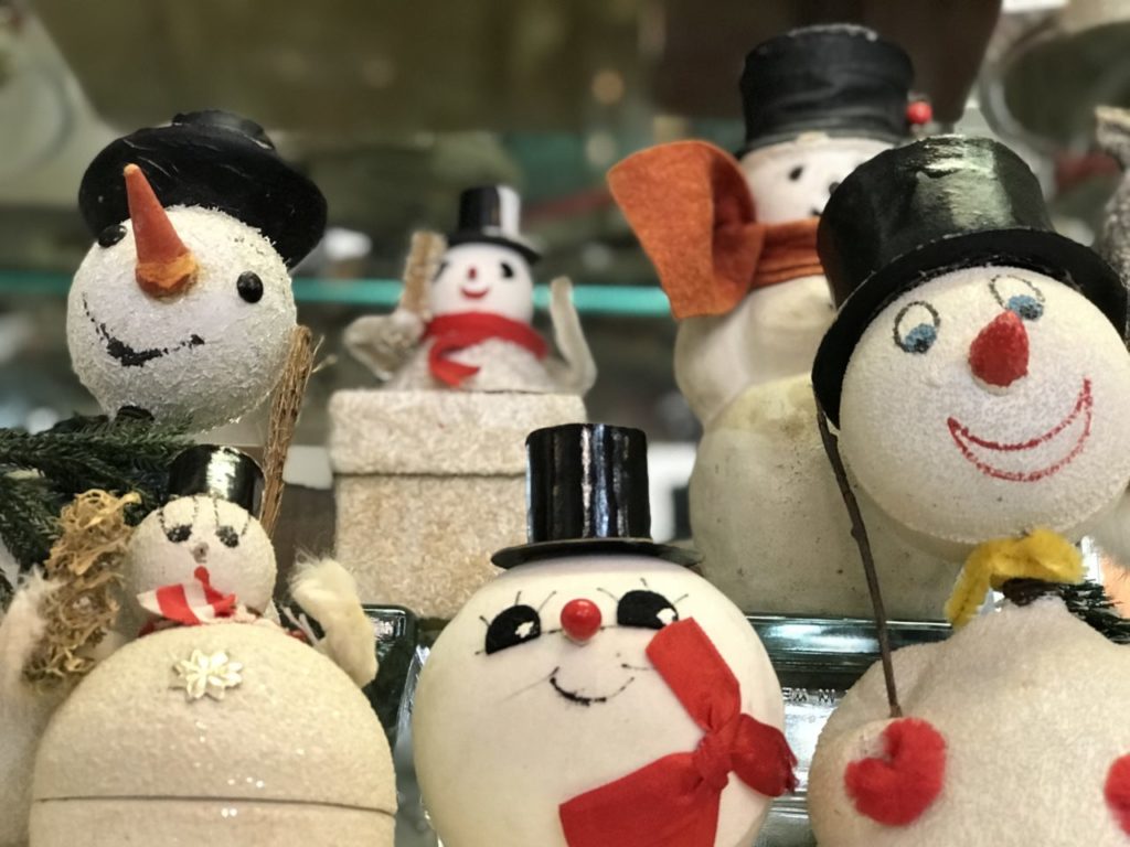 vintage snowman candy holder