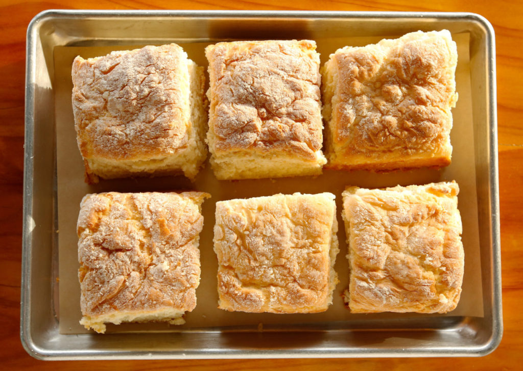 A tray of Big Bottom biscuits at Big Bottom Market in Guerneville, California on Wednesday, October 26, 2016. (Alvin Jornada / The Press Democrat)
