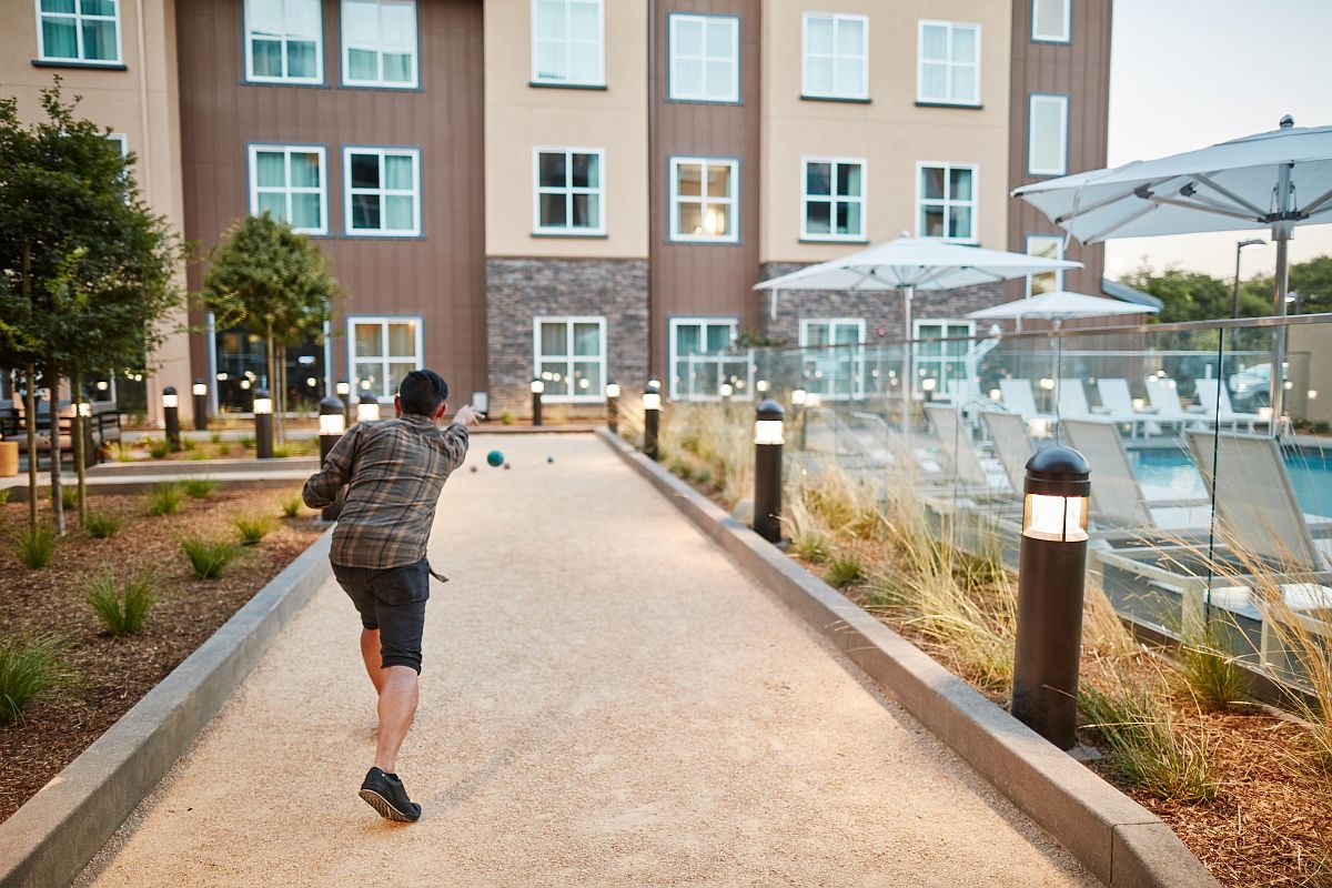 playing Bocce Ball at Hotel Trio