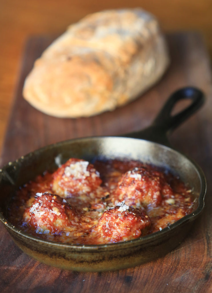 Old School in Skillet with Larry Pacini's Ciabatta bread at Campo Fina in Healdsburg, Wednesday Oct. 8, 2014.(Kent Porter / Press Democrat) 2014