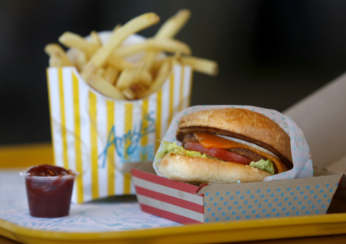 An Amy's cheeseburger and fries at Amy's Drive Thru on Wednesday, June 29, 2016 in Rohnert Park. (BETH SCHLANKER/ The Press Democrat)