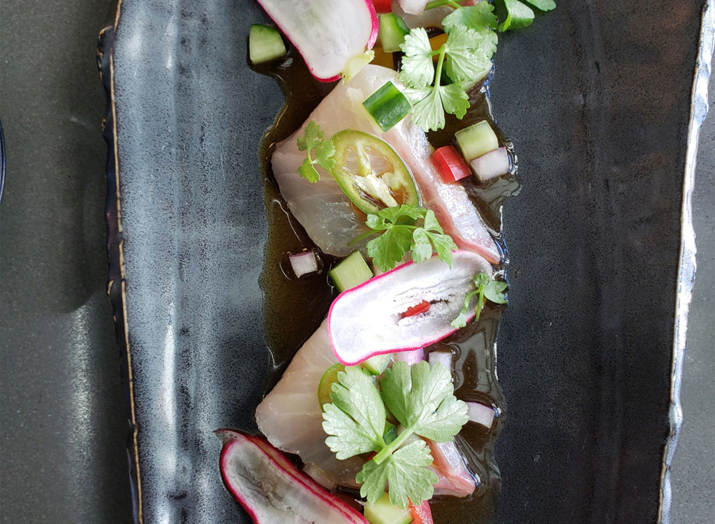 Kanpachi with radish and chile at Sushi Kosho in Sebastopol. Heather Irwin/PD