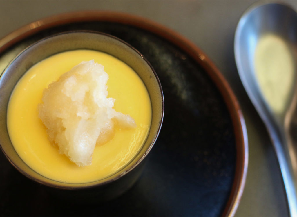 Yuzu granita, lemon curd panna cotta at Sushi Kosho in Sebastopol. Heather Irwin/PD