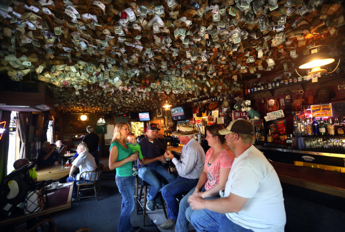 6/8/2014:T1: PAPER CEILING: Thousands of faded business cards and dollar bills cover the ceiling of the bar at the Washoe House, which was built in 1859 as a stagecoach stop between Santa Rosa and Petaluma. PC: Thousands of faded business cards and dollar bills cover the ceiling of the bar at the Washoe House. The Washoe House was built in 1859 as a stage coach station between Santa Rosa, Petaluma and Bodega.