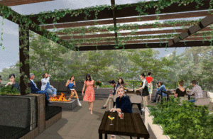 A rendering of the rooftop restaurant at The Matheson in Healdsburg. (Courtesy of The Matheson)