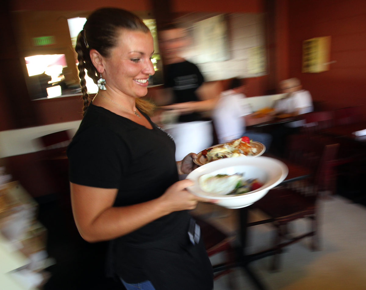 Waitress (name here) delivers the grub at Dierk's Parkside Cafe, the winner of the Press Democrat's Best Breakfast in the Best of Sonoma County competition.
