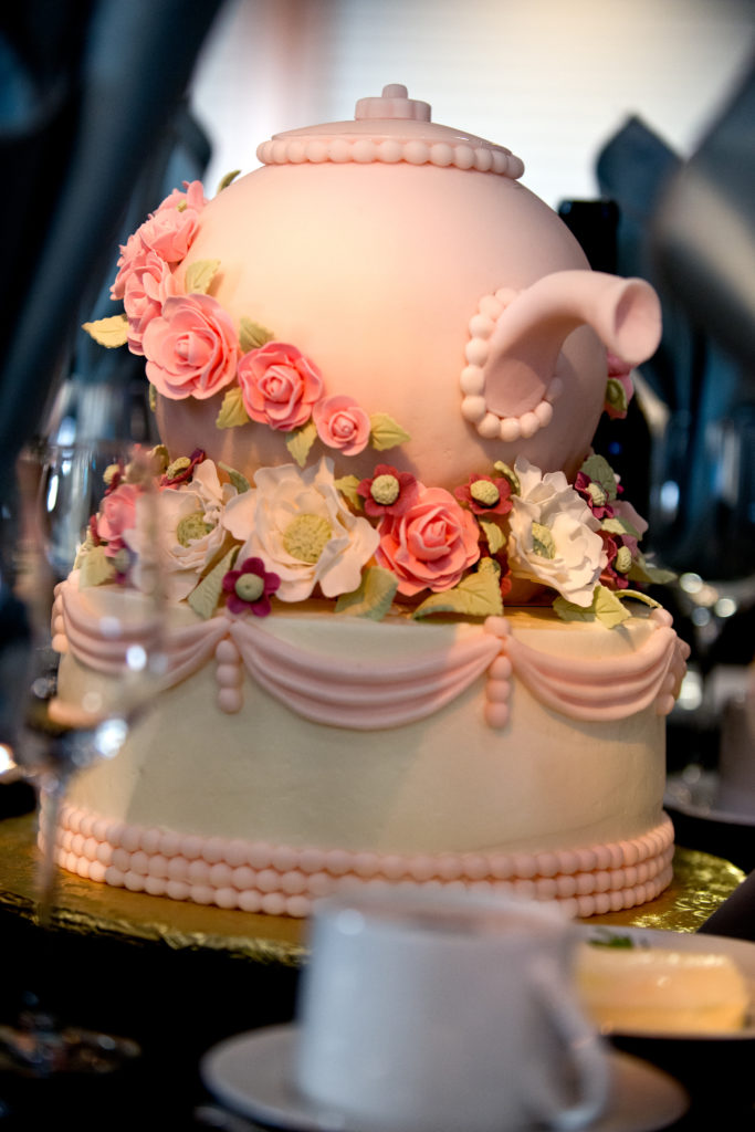 4/20/2014:B6: A cake from Giorgi's Wedding Cakes of Windsor was one of many on display. PC: Gourmet cakes were the centerpiece of each dinner table, such as this one baked by Giorgi's Wedding Cakes for "The Art of Dessert" fundraiser benefitting the Wells Fargo Center for the Arts education and outreach programs, in Santa Rosa, Calif., on April 12, 2014. (Alvin Jornada / The Press Democrat)