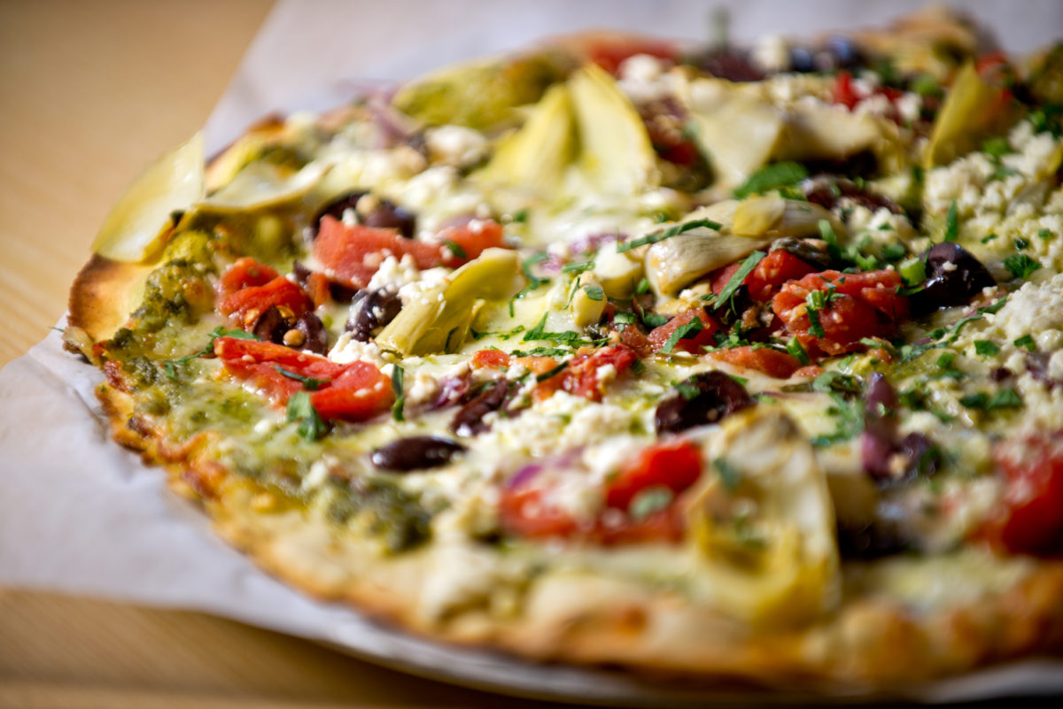 Mediterranean Pizza at The Red Grape, in Sonoma, Calif., on October 15, 2013. (Alvin Jornada / The Press Democrat)