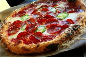 Pepperoni pizza with jalapeño at Hazel in Occidental. (John Burgess/The Press Democrat)