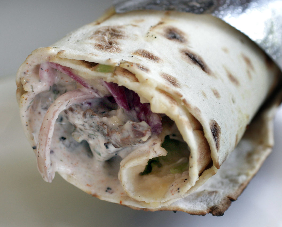 Lamb shish kebab from Real Doner in Petaluma. (Jeff Kan Lee / The Press Democrat)