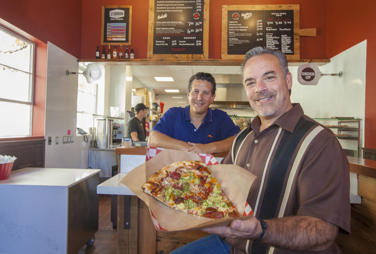 Vince Dito, food and beverage director at left, and Vince Albano, CEO of Mary's Pizza, are ready to entice Sonoma appetites with the Slice Shack. (Photo by Robbi Pengelly/Index-Tribune)
