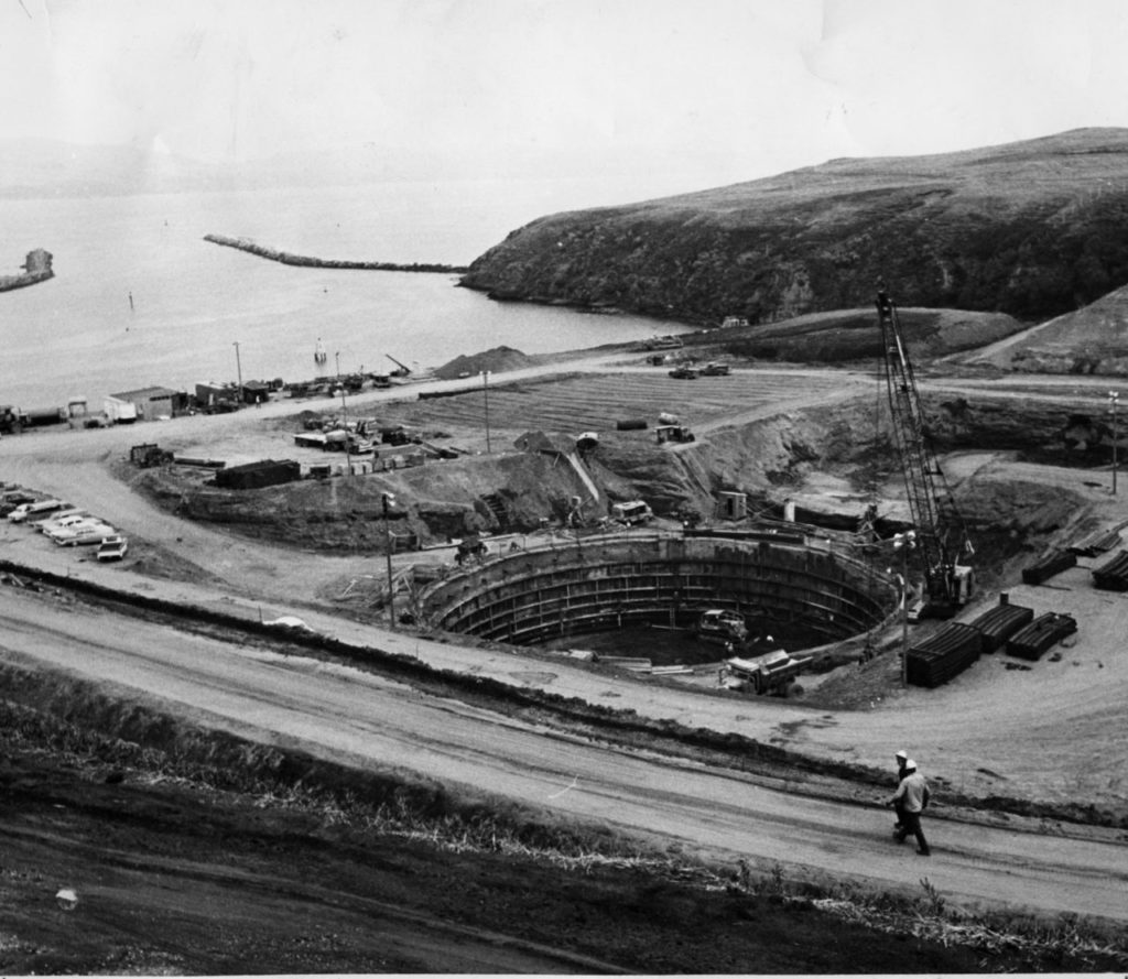 3/10/2002: D1: The site of PG&E's nuclear power plant, under construction in 1963 at Bodega Head. (John LeBaron/ The Press Democrat) [Hole in the Head]