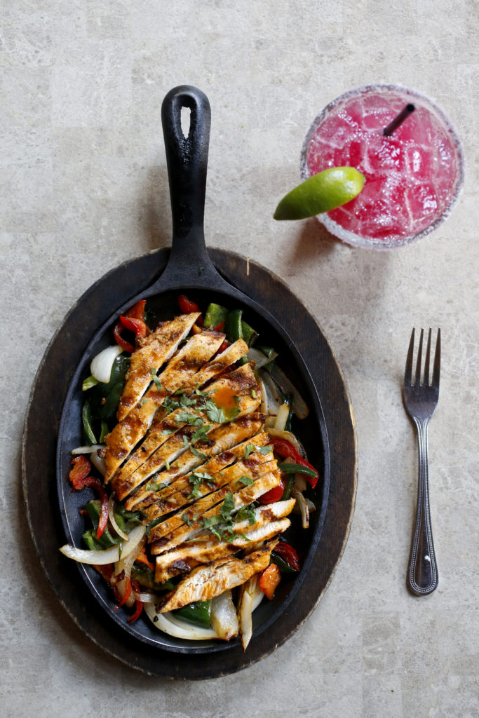 Chicken fajitas and a Prickly Pear Margarita at La Rosa Tequileria & Grille in Santa Rosa, on Tuesday, August 11, 2015. (BETH SCHLANKER/ The Press Democrat)