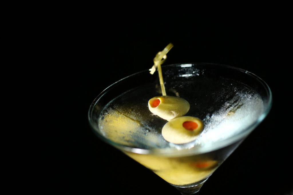 A Dirty Martini is served as a winter cocktail at Stark's Steakhouse in Santa Rosa. (Conner Jay/The Press Democrat)