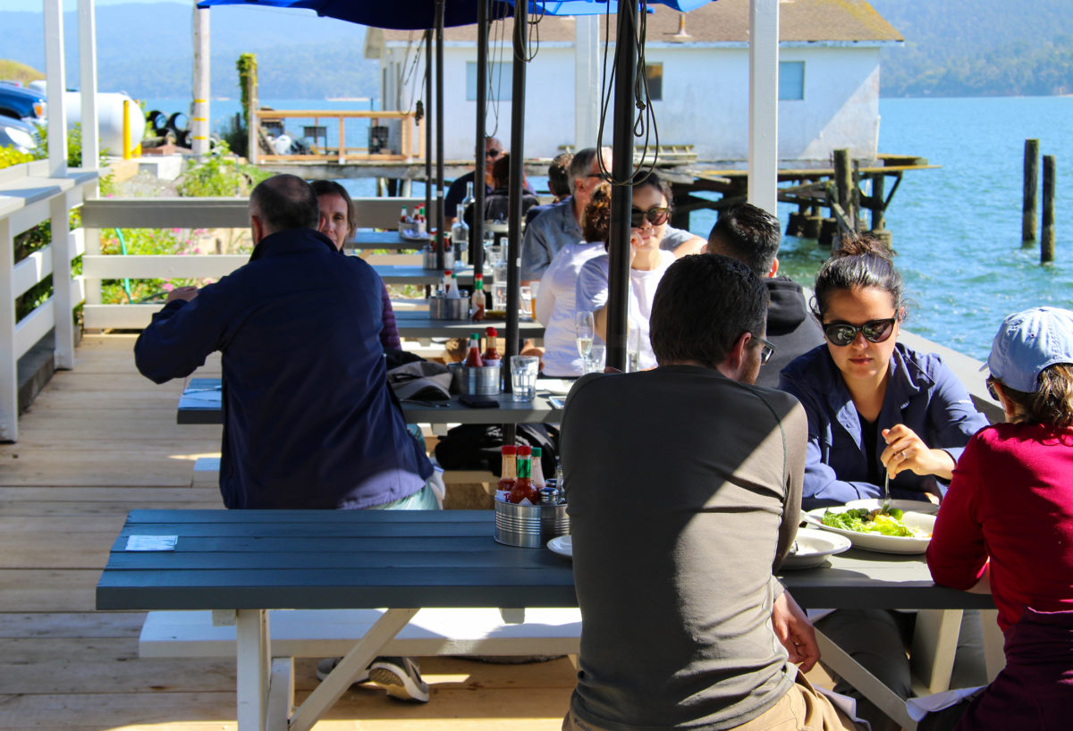 Outdoor seating at Tony’s Seafood in Marshall. (Photo by Heather Irwin)