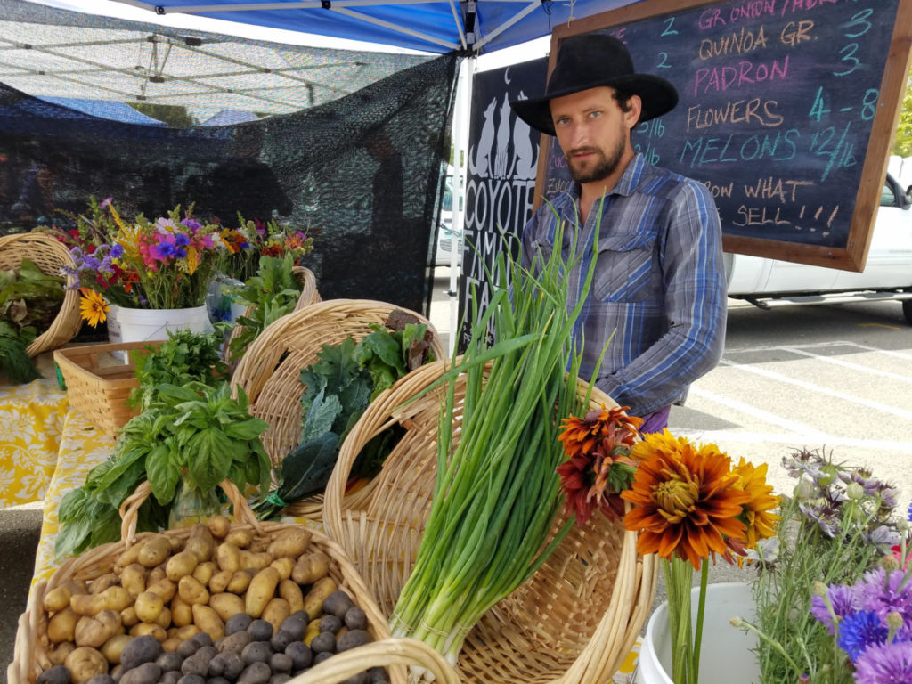 Coyote Farms at the Santa Rosa farmerâ€™s market at the Vetâ€™s Building on 7/16. Heather Irwin/PD