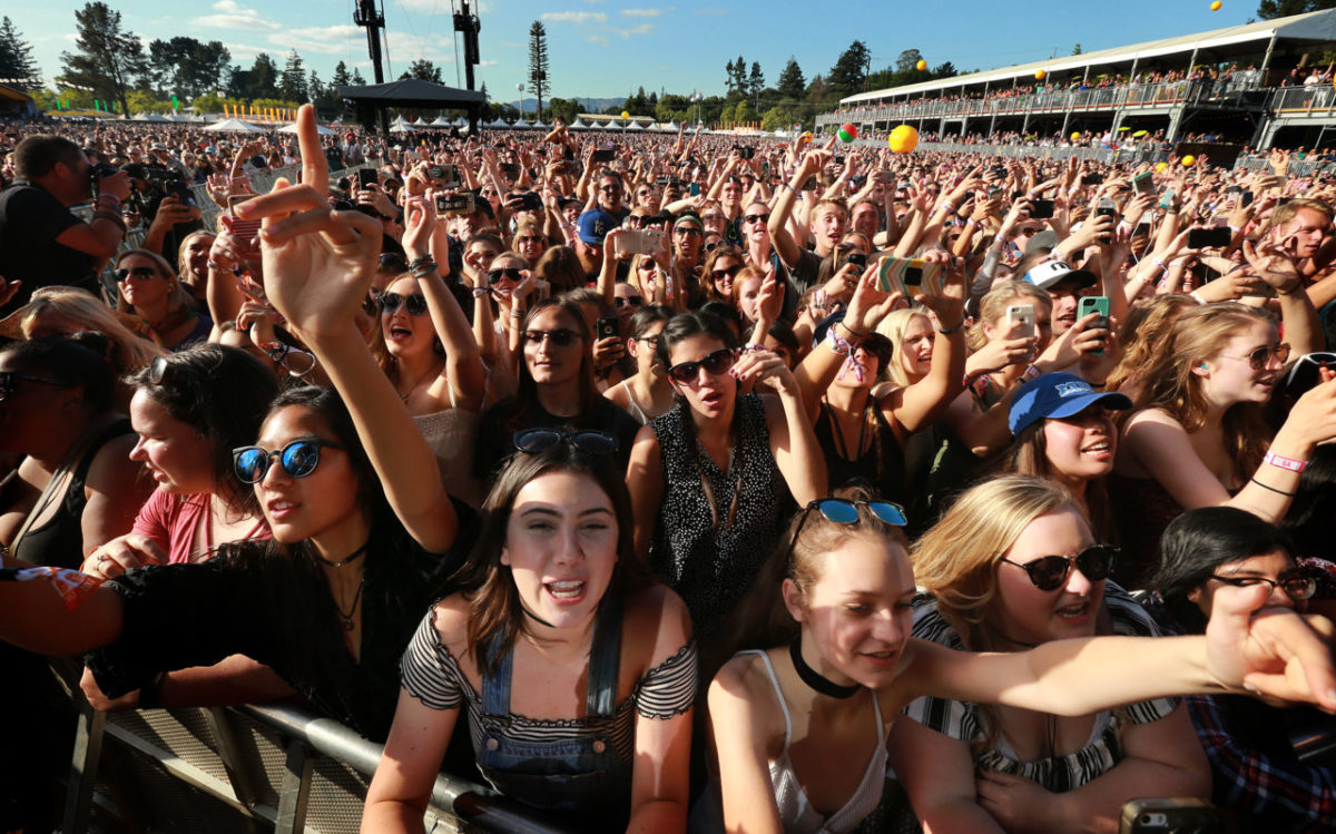 Macklemore & Ryan Lewis rock the Bottlerock crowd on the Jam Cellars stage at the Napa Expo. (John Burgess/The Press Democrat)