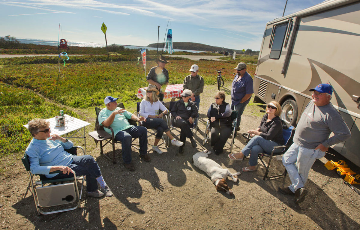 A group of Analy High School graduates from the late 1960s have been gathering at the Doran Beach campground for the start of the crab season for the past 20 years. (John Burgess/The Press Democrat)